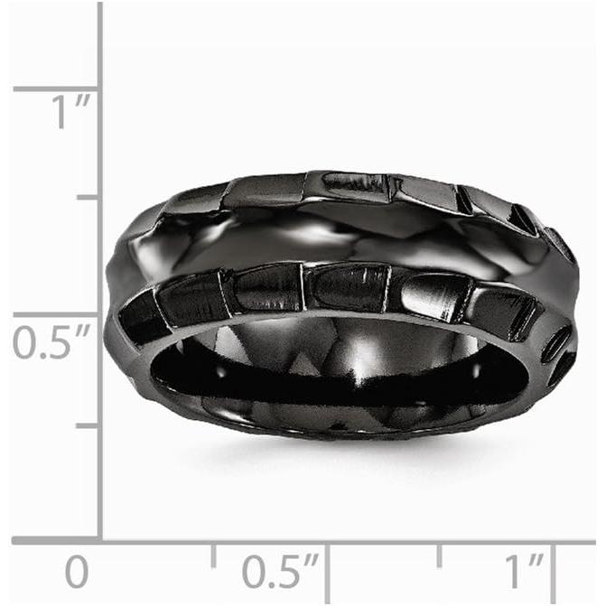 【並行輸入品】Solid Black Titanium Men's Faceted Edges 8mm Men's Plain Classic Wed_5