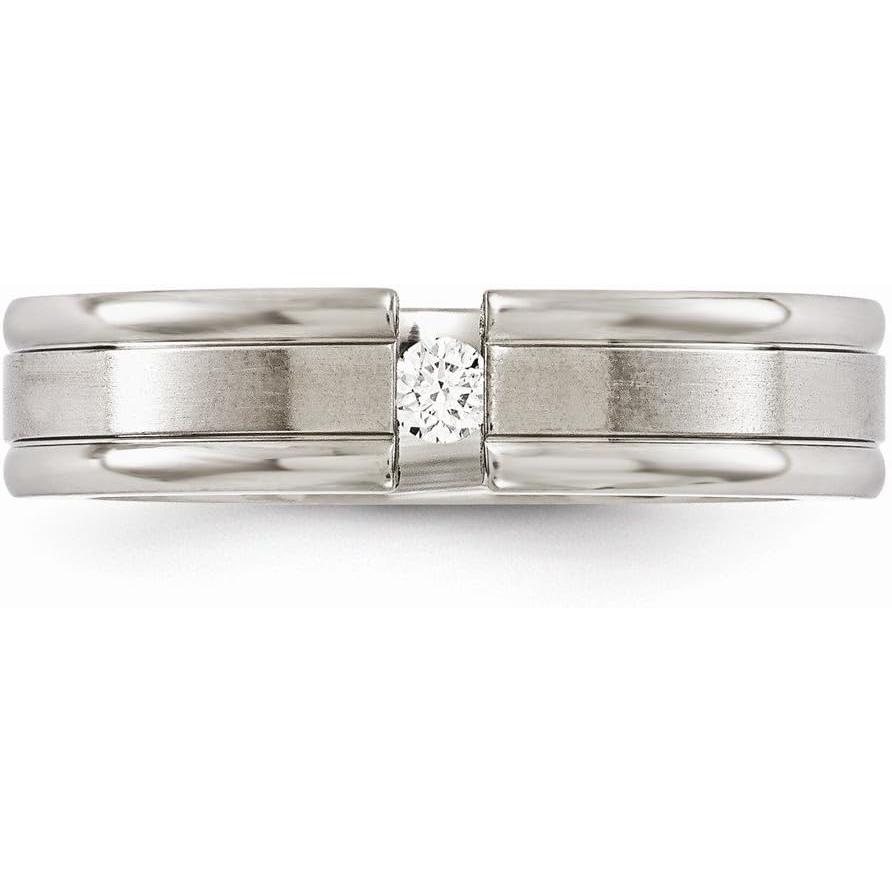 【並行輸入品】ソリッドチタン メンズ 0.10カラット ダイヤモンド マットつや消し仕上げ 6mm 結婚指輪  金属  ダイヤモンドの画像