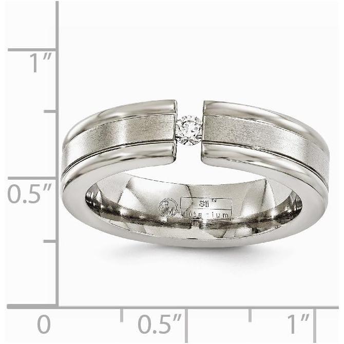 【並行輸入品】ソリッドチタン メンズ 0.10カラット ダイヤモンド マットつや消し仕上げ 6mm 結婚指輪  金属  ダイヤモンドの画像