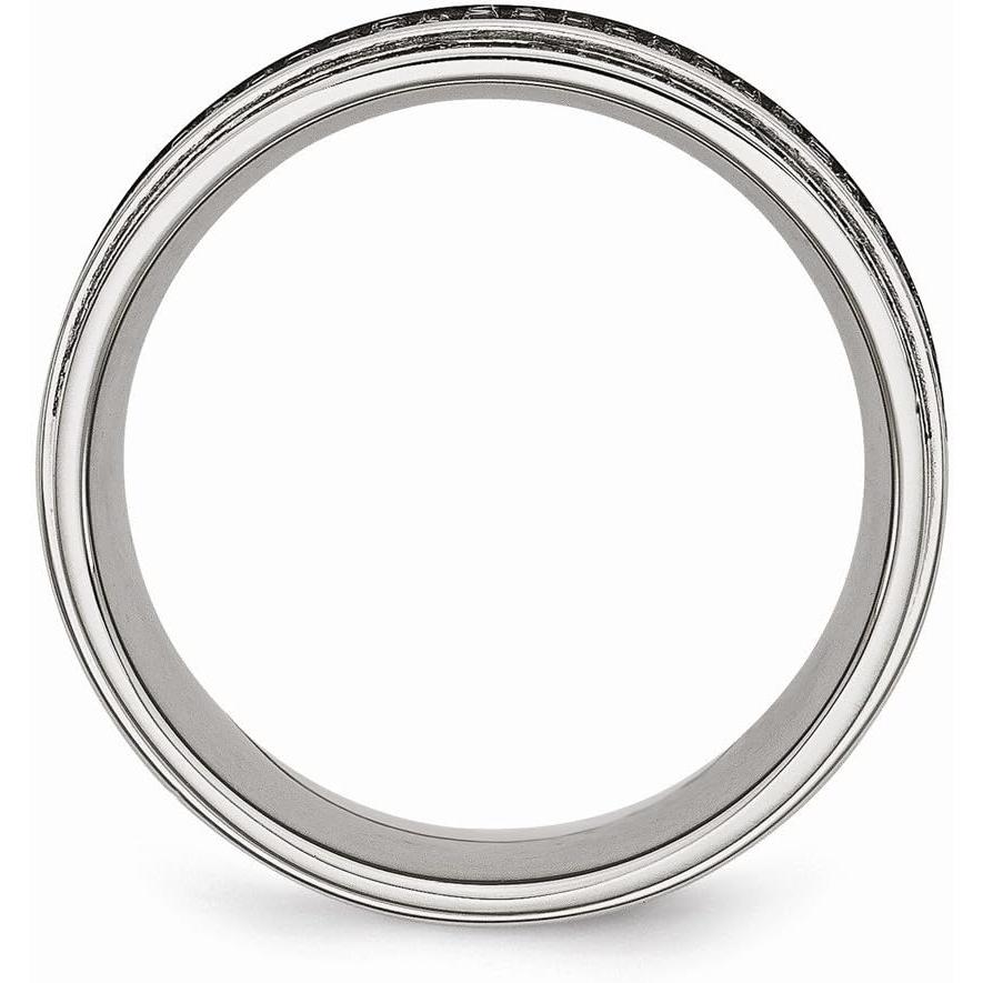 【並行輸入品】ソリッドステンレススチール 1/2ct tw.ダイヤモンドリッジエッジ 10mm メンズウェディングバンドリング  金属  ダイヤモンドの画像