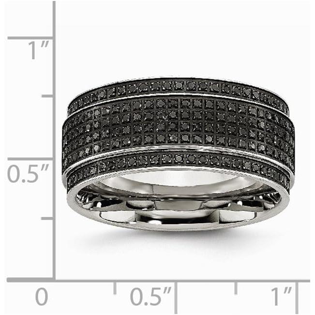 【並行輸入品】ソリッドステンレススチール 1/2ct tw.ダイヤモンドリッジエッジ 10mm メンズウェディングバンドリング  金属  ダイヤモンドの画像