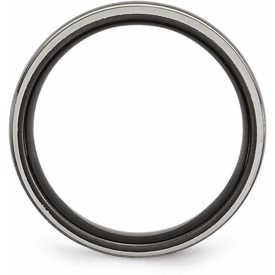 【並行輸入品】Solid Titanium Black Titanium Two Toned Edge 8mm Men's Wedding Band_1