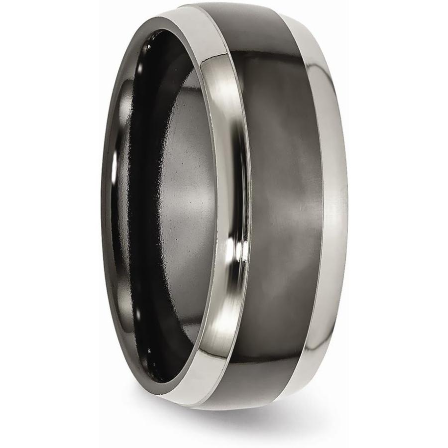 【並行輸入品】Solid Titanium Black Titanium Two Toned Edge 8mm Men's Wedding Band_3