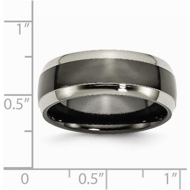【並行輸入品】Solid Titanium Black Titanium Two Toned Edge 8mm Men's Wedding Band_5