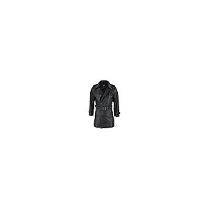 【並行輸入品】Mens Black 3/4 Trench Coat Real Leather Belted Jacket Classic Soの画像