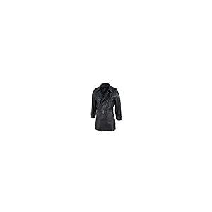 【並行輸入品】Mens Black 3/4 Trench Coat Real Leather Belted Jacket Classic Soの画像