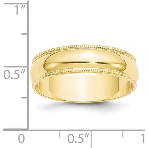 【並行輸入品】10K イエローゴールド 6mm ミルグレイン プレーン クラシック ドーム 結婚指輪  金属の画像