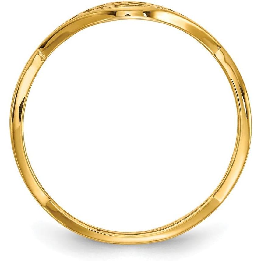 【並行輸入品】ソリッド14Kイエローゴールド エポキシ加工 ツイスト イニシャル レターリング バンド  金属の画像