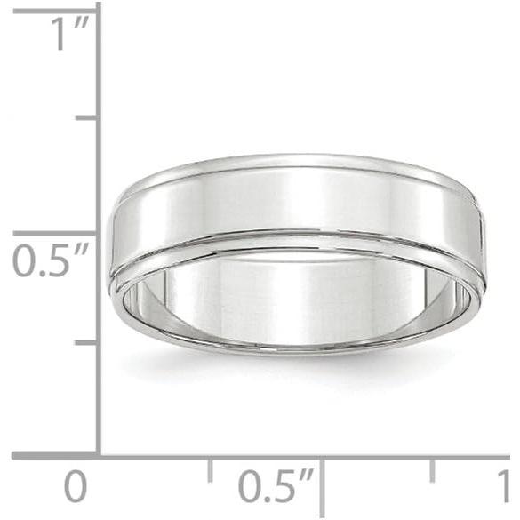 【並行輸入品】ソリッド 10K ホワイトゴールド 6mm フラット ステップエッジ プレーン クラシック 結婚指輪 リング  金属の画像