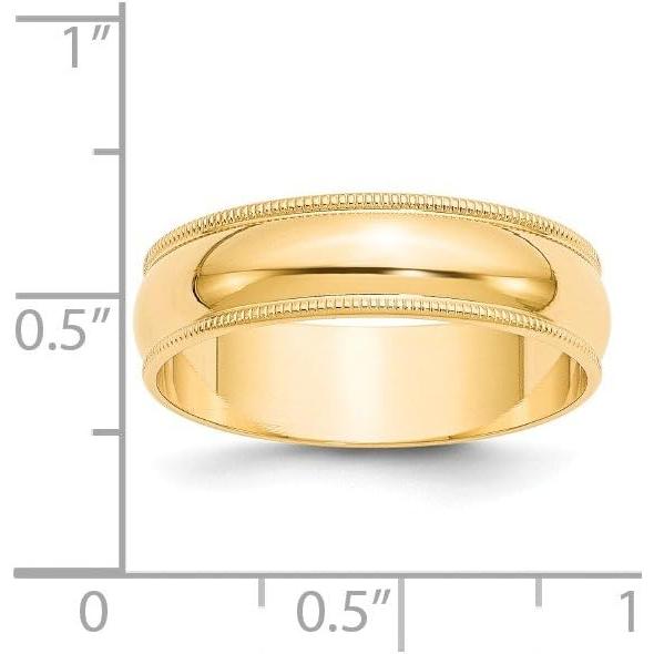 【並行輸入品】14K イエローゴールド 6mm ミルグレイン プレーン クラシック ドーム 結婚指輪  金属  NAの画像