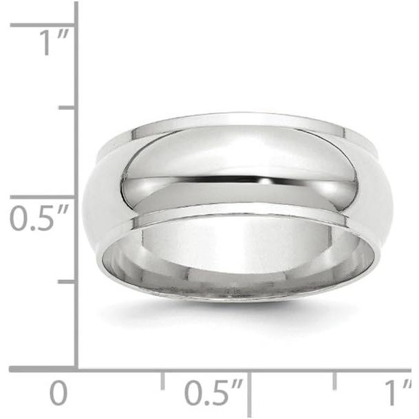 【並行輸入品】Solid 10k White Gold 8mm Men's Plain Classic Dome with Flat Edge Wedの画像
