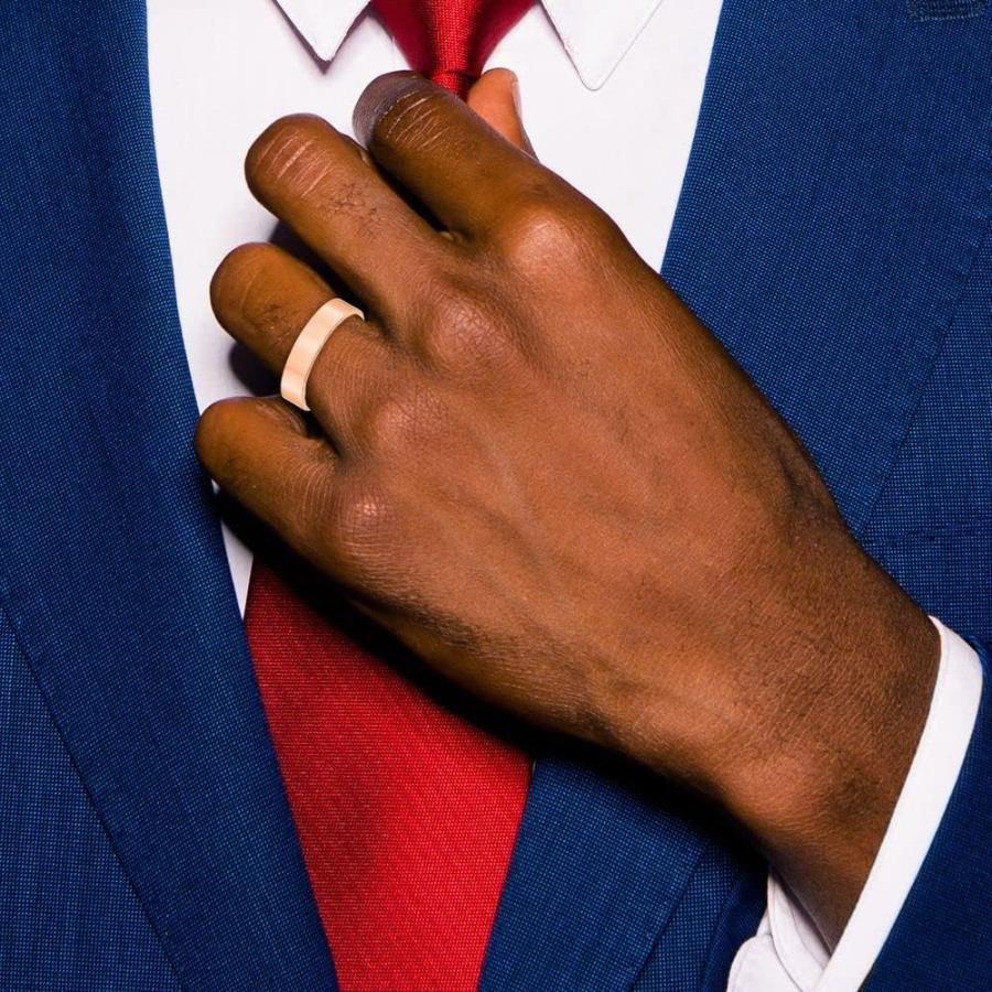 【並行輸入品】Sonia Jewels 10k Rose Gold 5mm Flat Men's Plain Classic Wedding Bandの画像