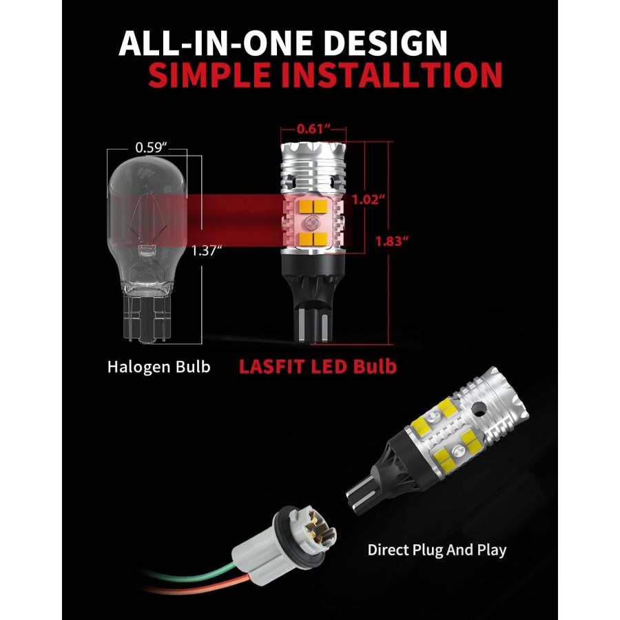 【並行輸入品】LASFIT 921 LED電球 リバースライト 912 T15 バックアップライト CANBUS エラーなし リバース電球 904 9