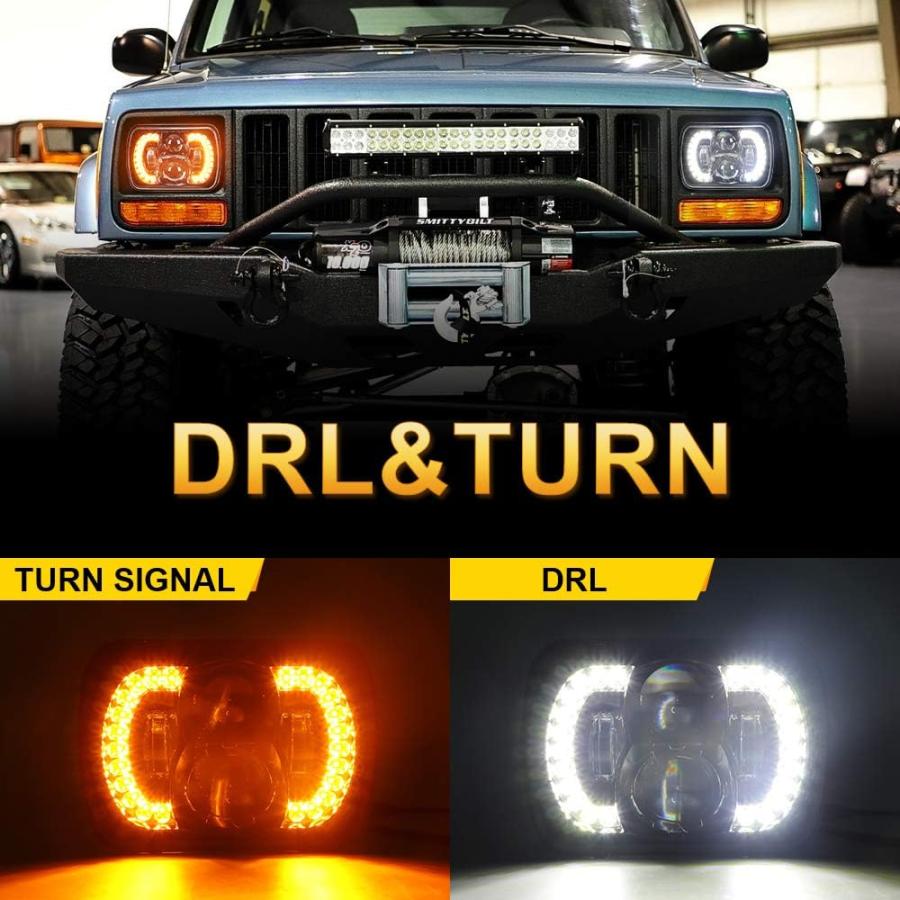 【並行輸入品】SPL 5x7/7x6インチ プロジェクター LED ヘッドライト DRL キャンバーレンズ付き ジープ ラングラー YJ チェロキー_2