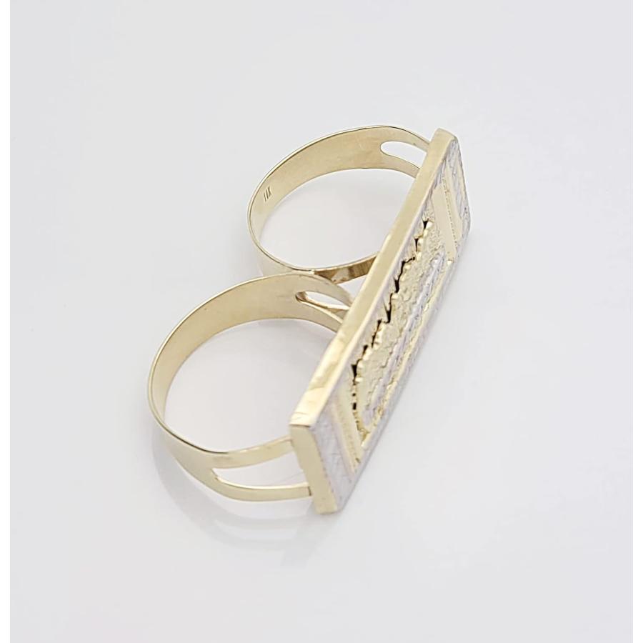 【並行輸入品】AMZ Jewelry メンズ 10Kイエローゴールド 最後の晩餐リング 2フィンガーリング ダブルフィンガーの画像