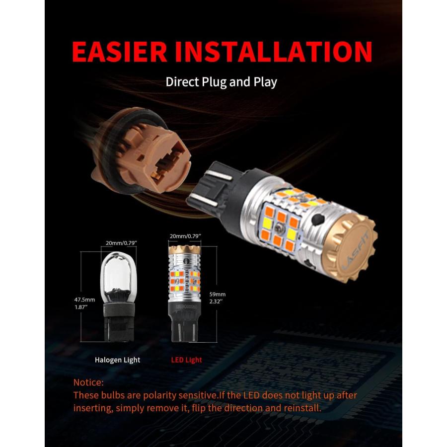 【並行輸入品】LASFIT 7443 スイッチバックLED電球 7444 744NA CANBUS対応 自動車フロントウィンカーライト ハイフラ防止の画像