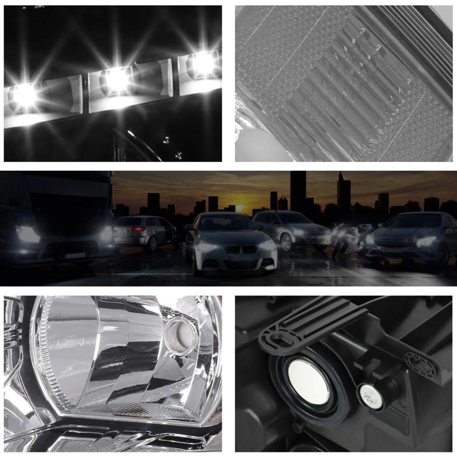 【並行輸入品】ペア LED DRL ストリップ ヘッドライト (ヘッドランプ) アセンブリ シボレー シルバラード 07-14 対応 クロームハウジンの画像
