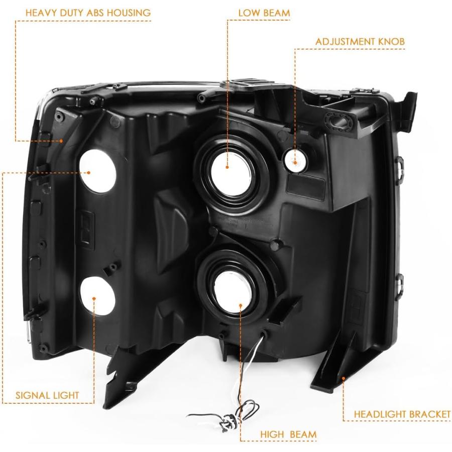 【並行輸入品】ペア LED DRL ストリップ ヘッドライト (ヘッドランプ) アセンブリ シボレー シルバラード 07-14 対応 クロームハウジンの画像