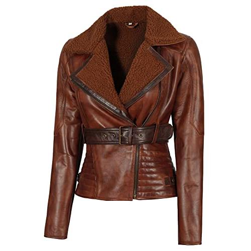 【並行輸入品】Blingsoul レザージャケット 女性用   アシンメトリー レディース オートバイ レザージャケット US サイズ: Larの画像