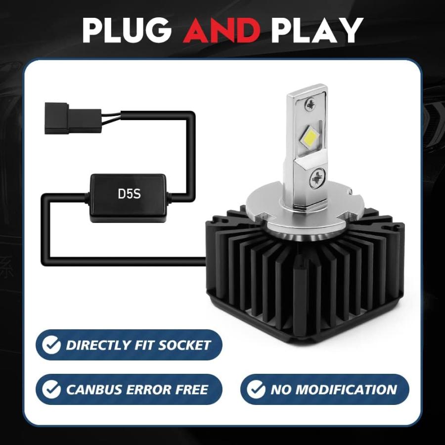 【並行輸入品】VEHICODE D5S LED電球 6000K ホワイト 90W 9000lms CANBus エラーフリーキット ATV/UTV パの画像