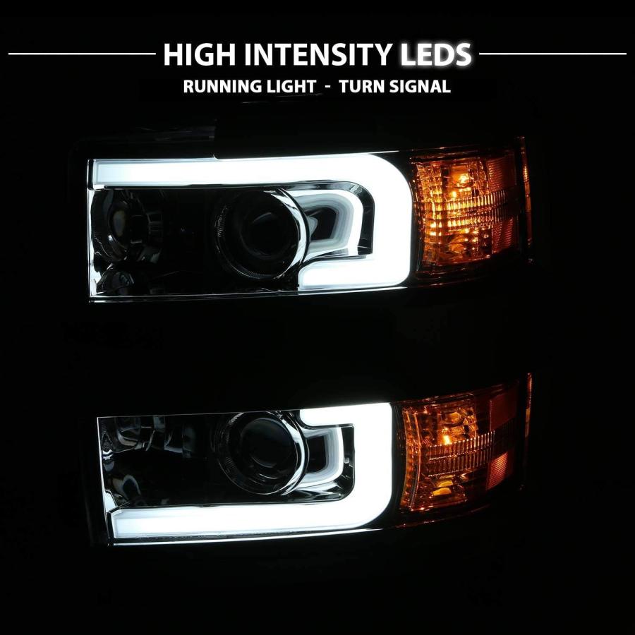 【並行輸入品】AmeriLite 2015-2019 シボレー シルバラード 2500HD 3500HD クローム クアッドプロジェクターヘッドライトの画像