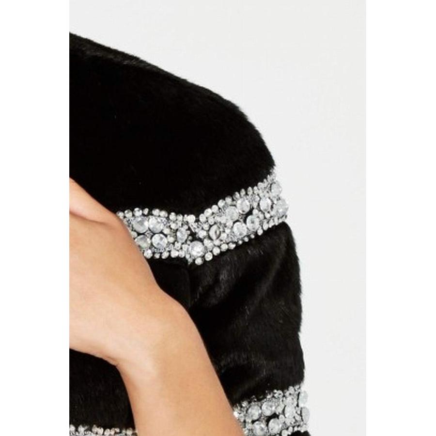 【並行輸入品】TAHARI ASL Women's Embellished Faux Fur Jacket (M, Black)の画像