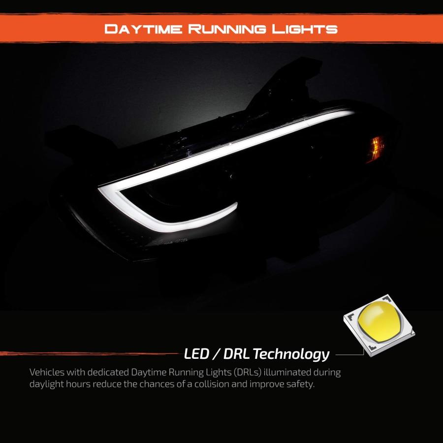 【並行輸入品】2013-2016 Dodge Dart LEDライトチューブ DRL + プレミアムプロジェクターヘッドライト ブラック ペアハウジンの画像