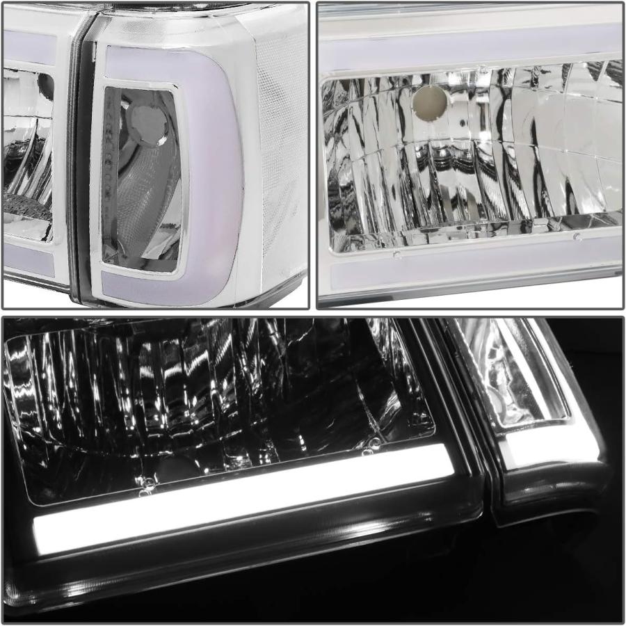 【並行輸入品】LED DRL クロムハウジング クリアコーナー ヘッドライトランプ フォード F150 F250 F350 Bronco 87-91用の画像