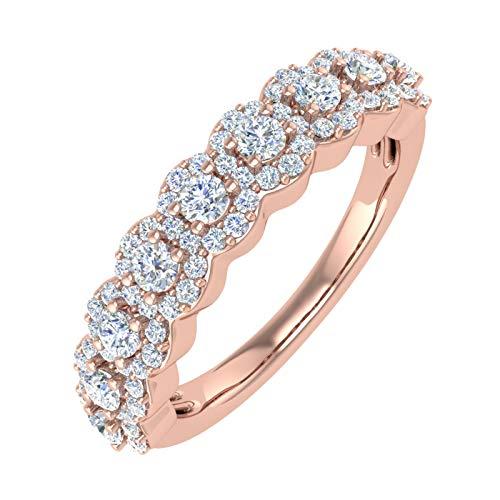 【並行輸入品】FINEROCK 3/4 Carat Diamond Wedding Band Ring in 14K Rose Gold (Rの画像