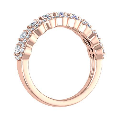 【並行輸入品】FINEROCK 3/4 Carat Diamond Wedding Band Ring in 14K Rose Gold (Rの画像