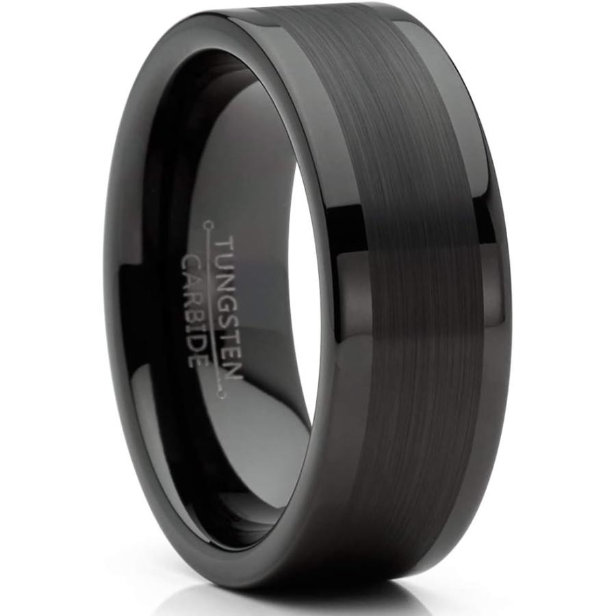【並行輸入品】Metal Master Co. メンズ タングステン リング ブラック 結婚指輪 ブラッシュド コンフォートフィット 8MM 7-15