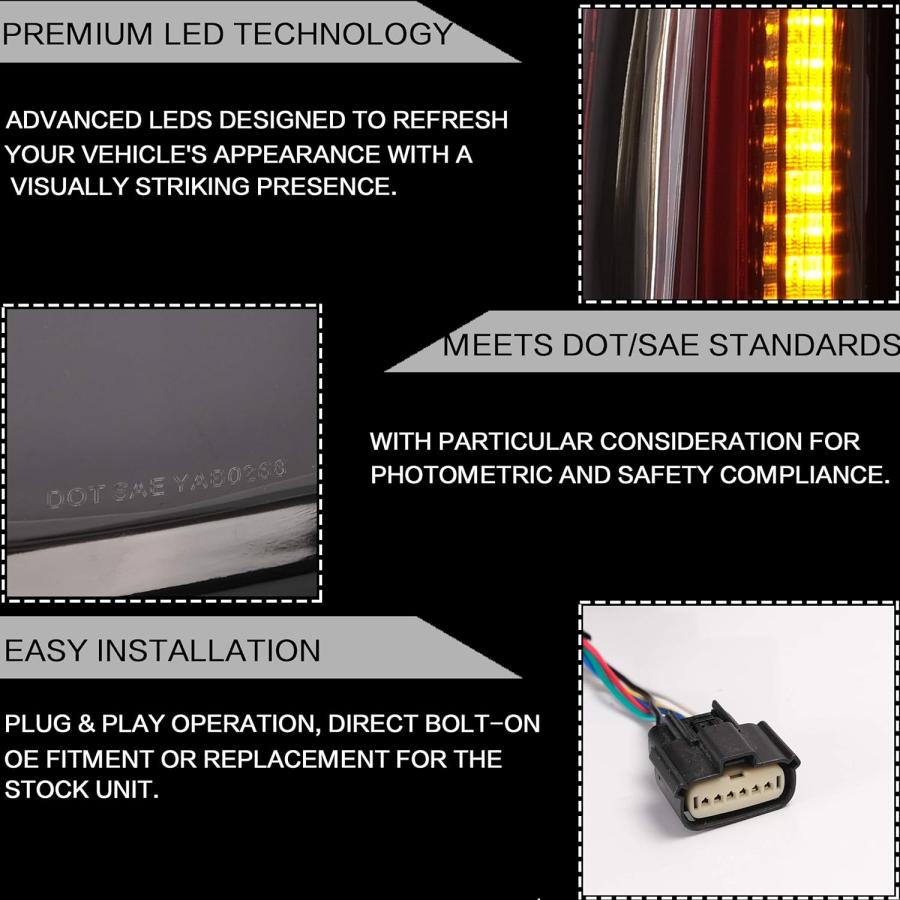 【並行輸入品】VLAND Tail lights Assembly Fit for 2015-2020 GMC Yukon  Rear Lamp wiの画像