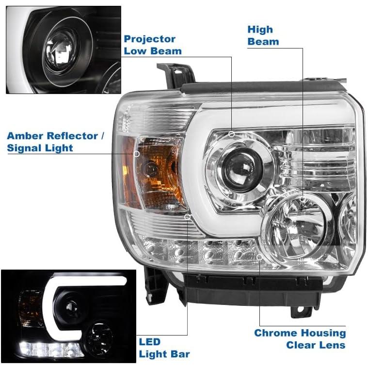 【並行輸入品】ZMAUTOPARTS LED Chrome Projector Headlights w/6.25inch White LED DRLの画像