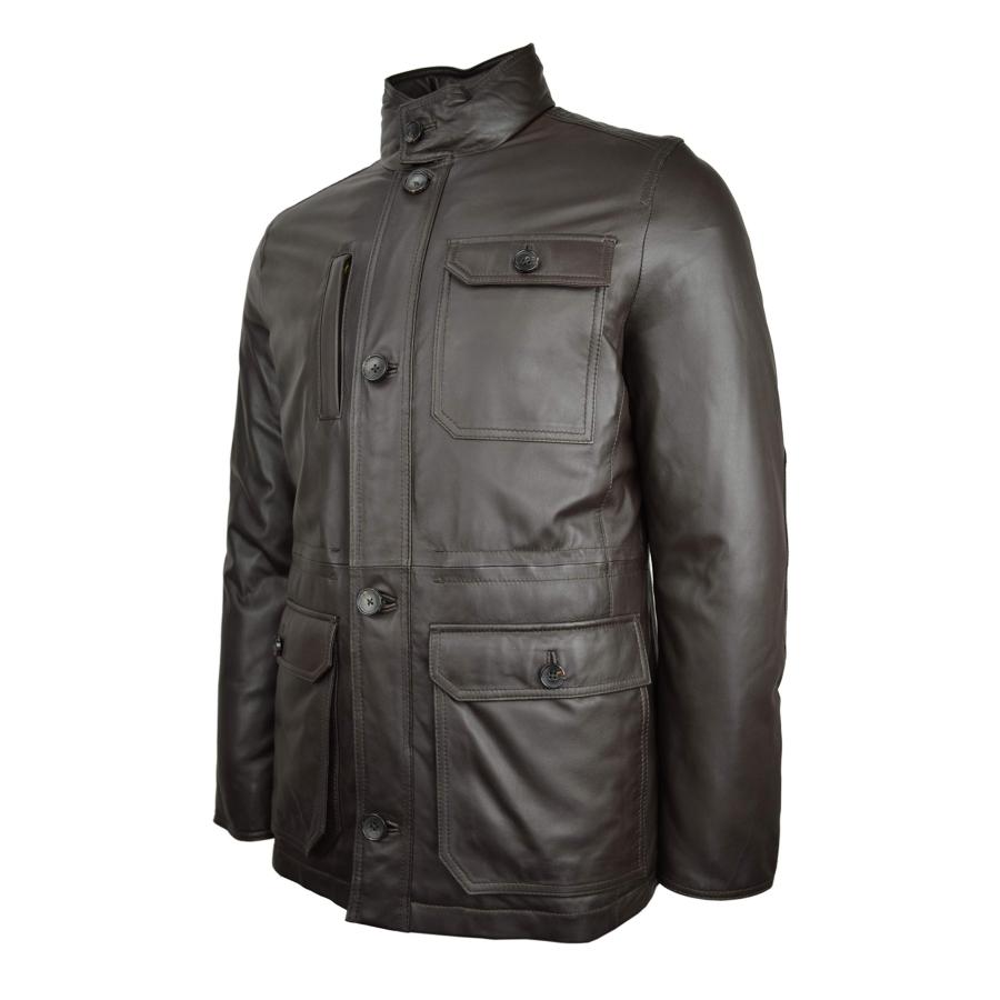 【並行輸入品】Brooks Brothers Mens 45473 Genuine Leather Utility Coat Jacket Daの画像