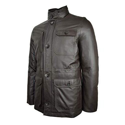 【並行輸入品】Brooks Brothers Mens 45473 Genuine Leather Utility Coat Jacket Daの画像