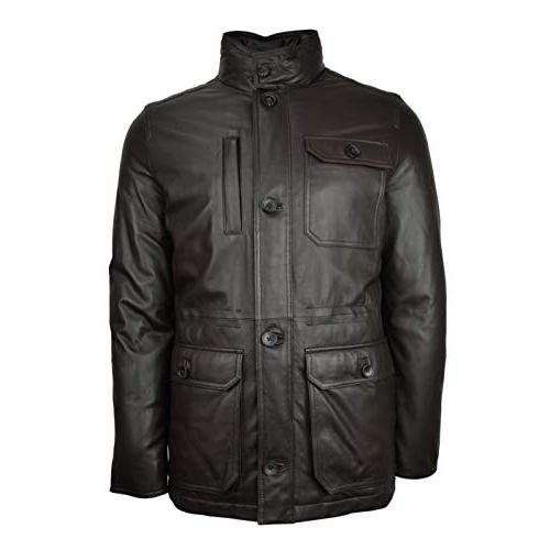 【並行輸入品】Brooks Brothers Mens 45473 Genuine Leather Utility Coat Jacket Daの画像