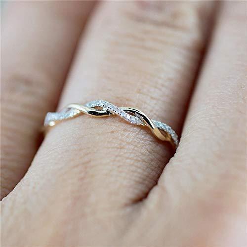 【並行輸入品】Metemjiao 14K ローズゴールド スタックツイストリング スタッカブルダイヤモンドリング ウェディングパーティー レディ_4