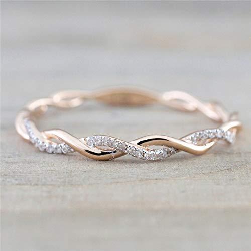 【並行輸入品】Metemjiao 14K ローズゴールド スタックツイストリング スタッカブルダイヤモンドリング ウェディングパーティー レディ_6