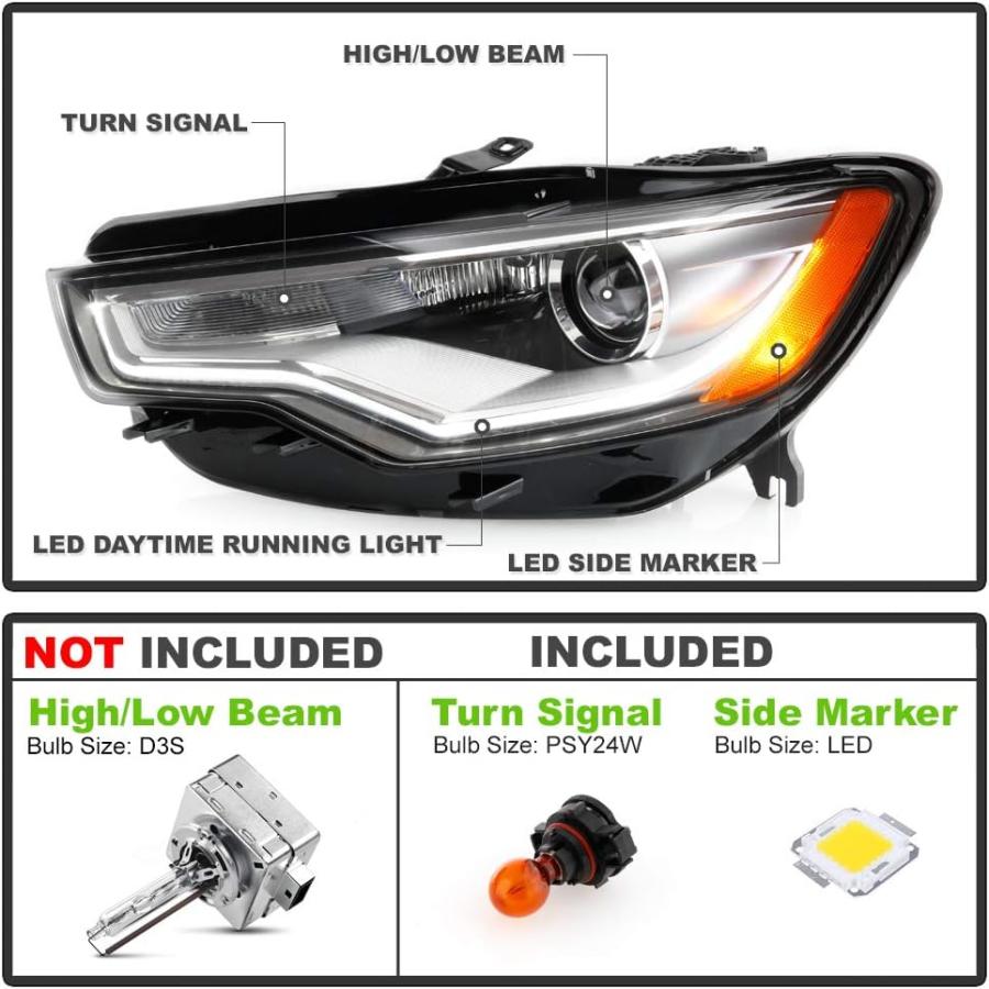 【並行輸入品】ACANII - [HID/Xenon w/o AFSモデル] 2012-2015 Audi A6 S6 LED DRL プロジェクター_1