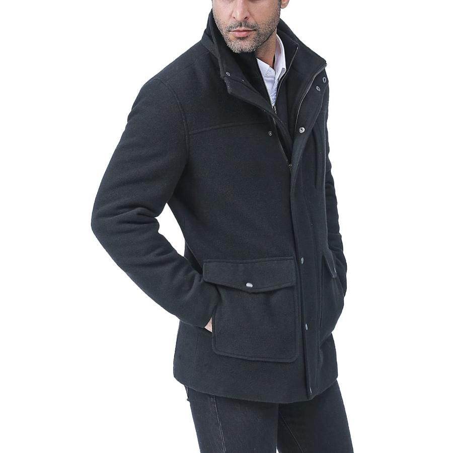 【並行輸入品】BGSD Men Kenneth Wool Blend Car Coat with Removable Bib Black Xの画像
