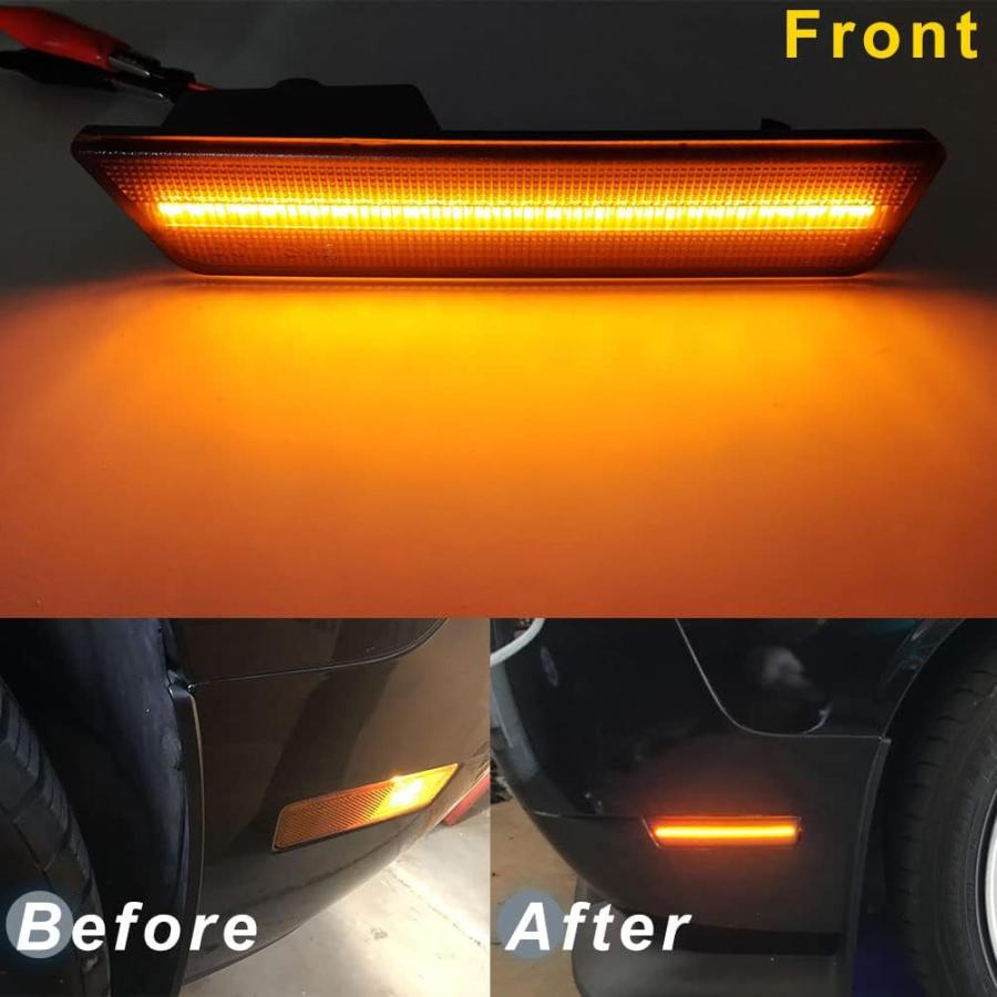 【並行輸入品】アンバー/レッド フロントリア LED サイドマーカー ランプ ドッジ チャレンジャー LED ウィンカー シグナル ライトキット 電源の画像
