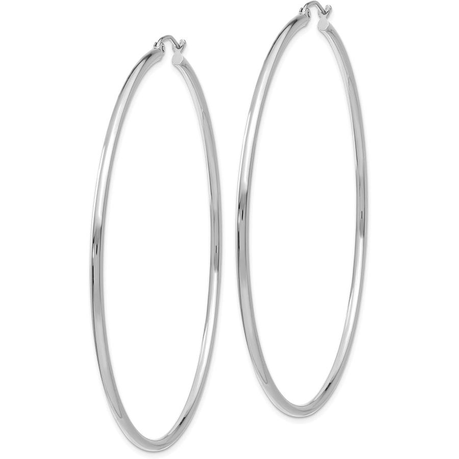 【並行輸入品】2mm Classic Lightweight Hoop Earrings in Real 14k White Gold 65 mmの画像