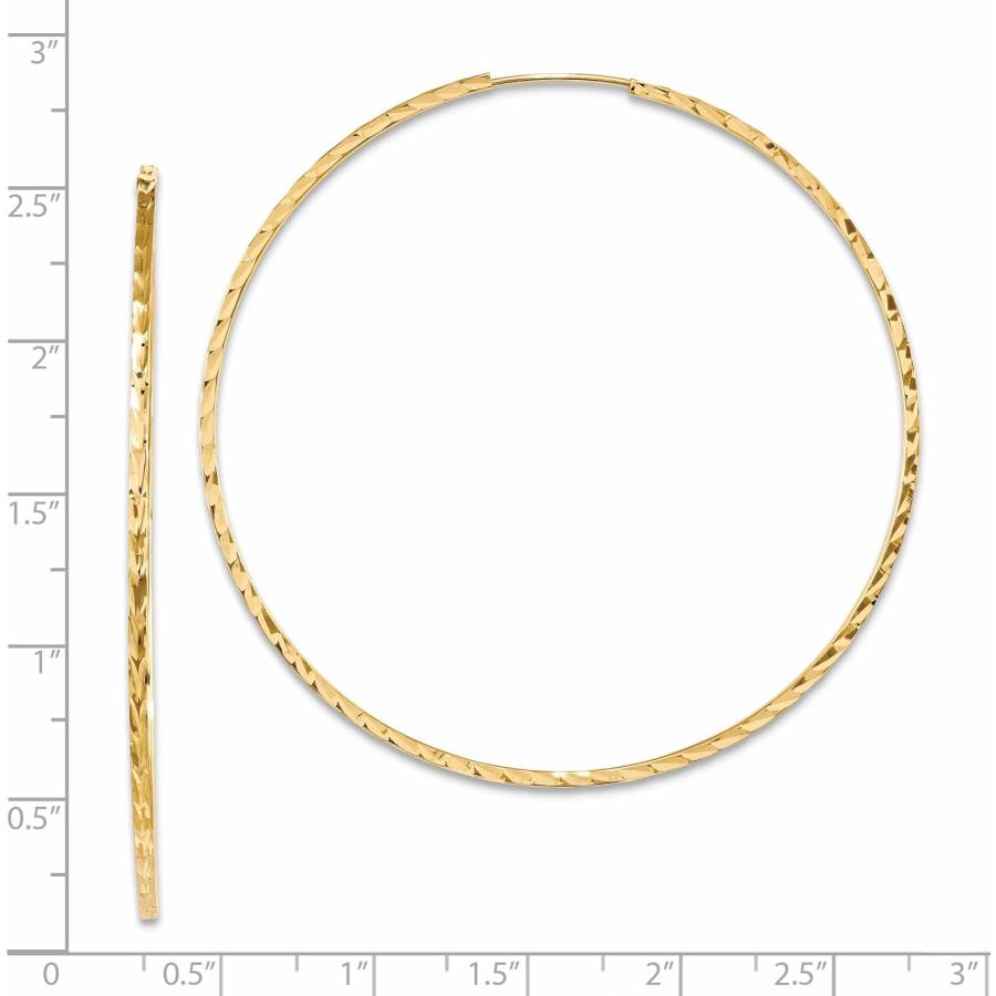 【並行輸入品】1.35mm Square Tube Endless Hoop Earrings Diamond-Cut in Real 14k Yelの画像