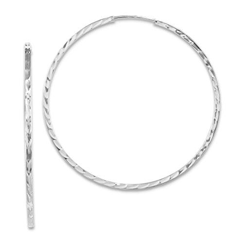 【並行輸入品】1.35mm Square Tube Endless Hoop Earrings Diamond Cut in Real 14kの画像