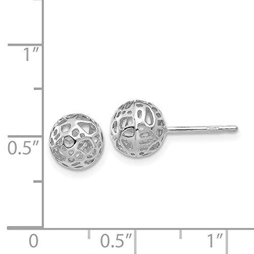 【並行輸入品】Filigree Cut Out Ball Post Stud Earrings in Real 14k White Goldの画像