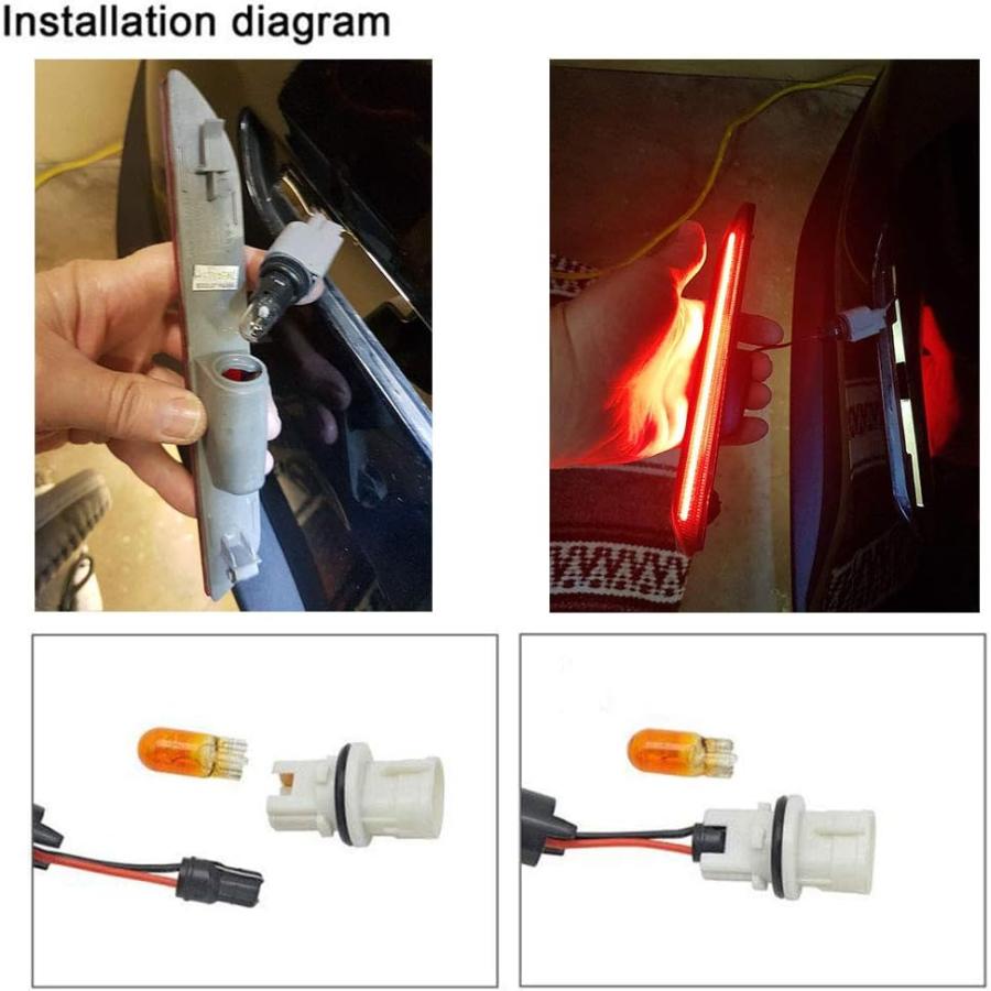 【並行輸入品】スモークレンズ LED リアサイドマーカーランプ 2015-2020 フォード マスタング レッド LED バックウィンカー ライトキッの画像