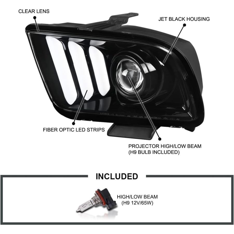 【並行輸入品】Spec-D チューニング LEDライトバー ジェットブラック ハウジング クリアレンズ プロジェクターヘッドライト 2005-2009_2