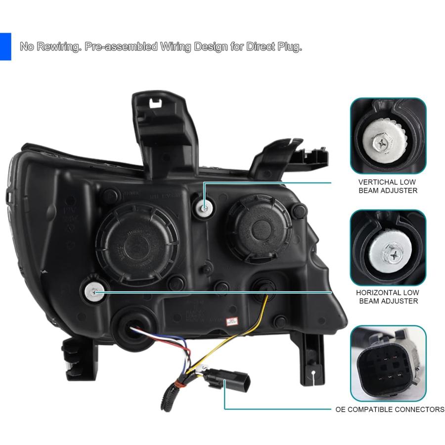 【並行輸入品】Spec-D Tuning LED DRL チューブ プロジェクター ヘッドライト ブラック シボレーコロラドヘッドライトアセンブリ 左の画像