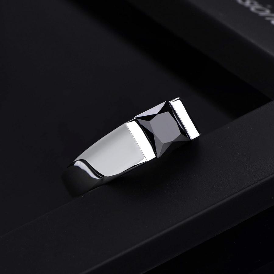 【並行輸入品】JO WISDOM 925スターリングシルバー クラシカル プレーン シグネット ブラック ワイドリング 5A キュービックジルコニア_3