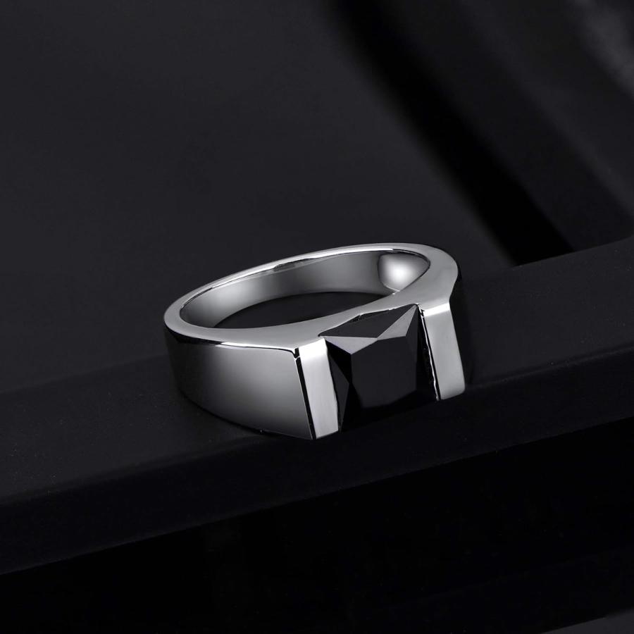 【並行輸入品】JO WISDOM 925スターリングシルバー クラシカル プレーン シグネット ブラック ワイドリング 5A キュービックジルコニア_4